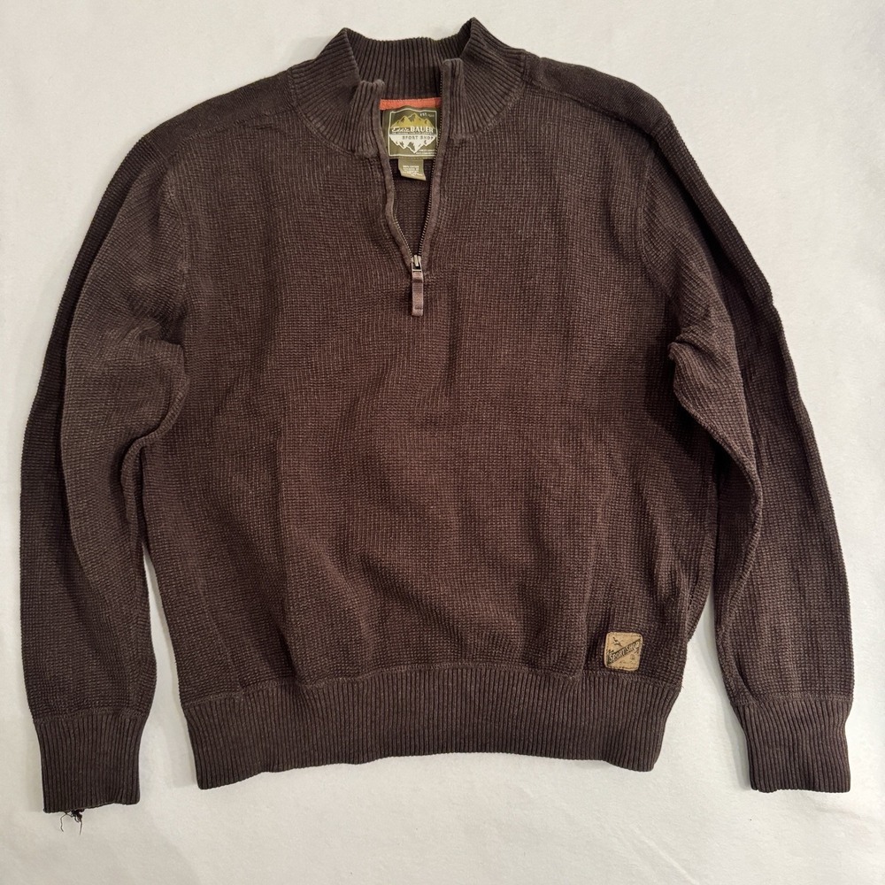 '08 Eddie Bauer‎ Sport Men's 1/4 Zip Pullover Sweater XL Brown Freddie Krueger